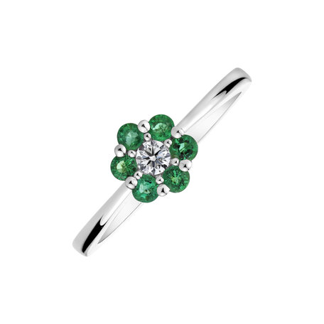 Prsten s diamantem a smaragdy Shiny Flower