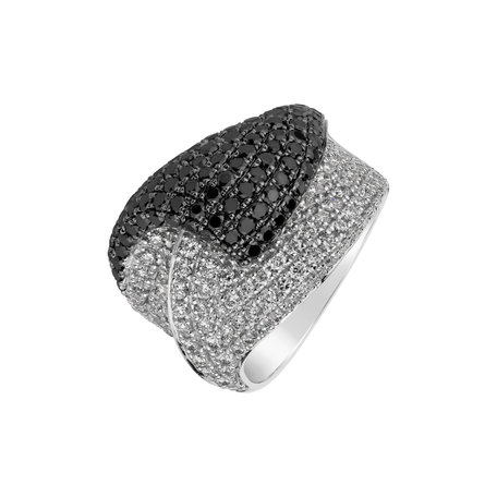 Prsten s černými a bílými diamanty Eolion