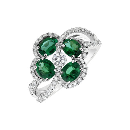 Prsten s diamanty a smaragdy Lourdes