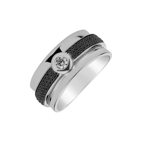 Prsten s černými a bílými diamanty Mélanie