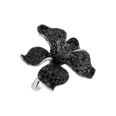 Prsten s černými a bílými diamanty Orchid Desire