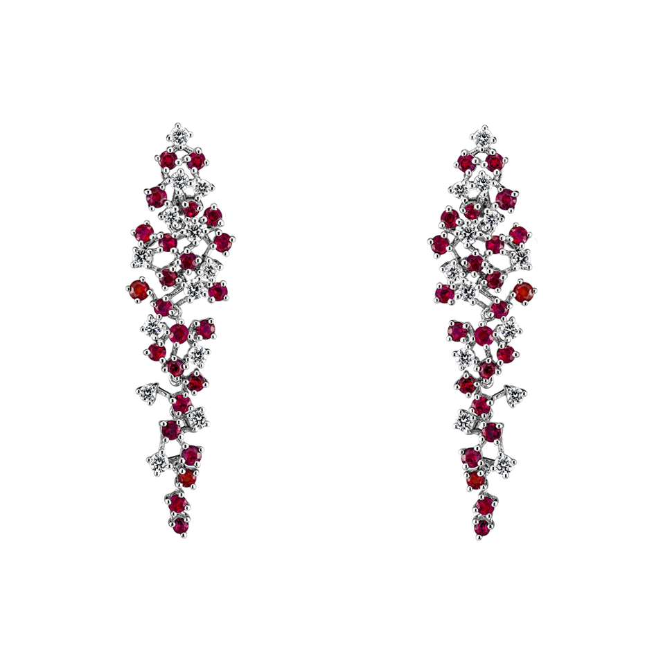 Náušnice s diamanty a rubíny Sparkling Waterfall