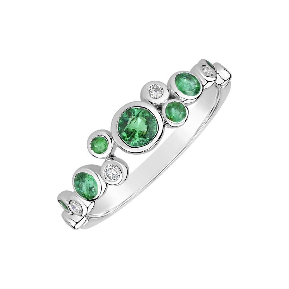 Prsten s diamanty a smaragdy Space Joy