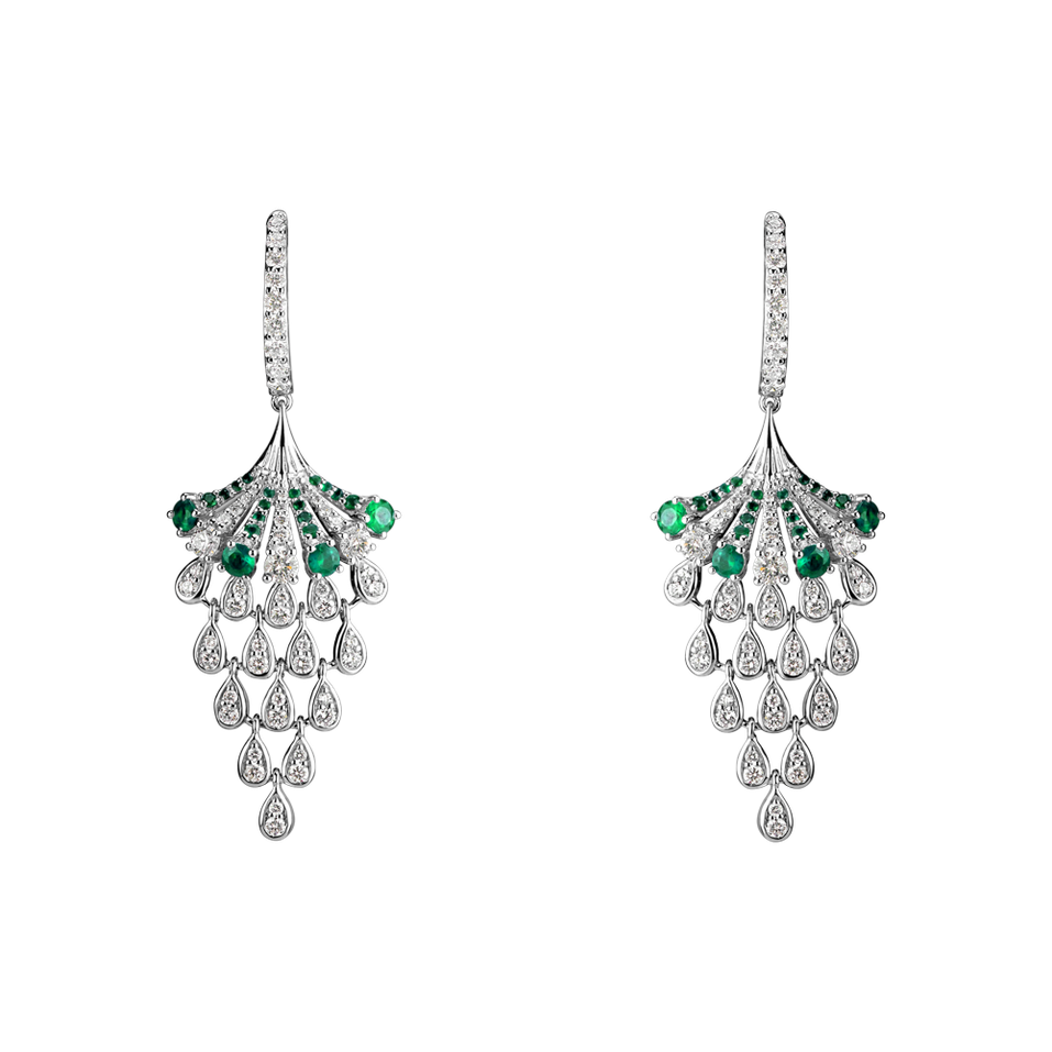 Náušnice s diamanty a smaragdy Royal Mesh
