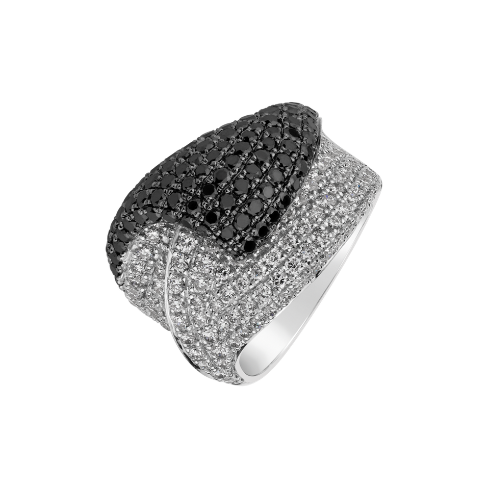 Prsten s černými a bílými diamanty Eolion