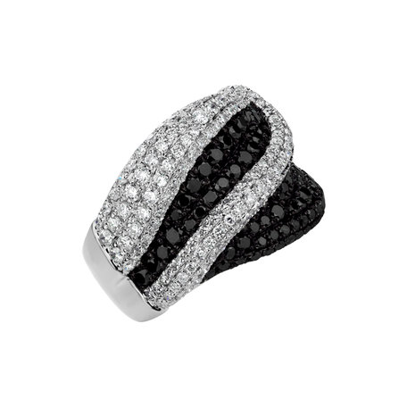 Prsten s černými a bílými diamanty Black and White Storm