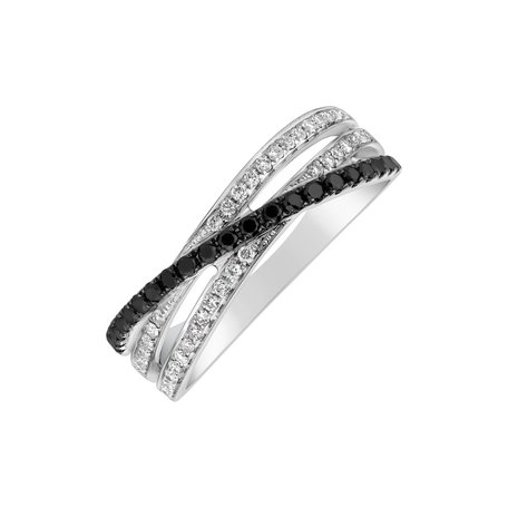 Prsten s černými a bílými diamanty Disturbance of Light
