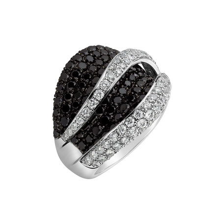 Prsten s černými a bílými diamanty Melendez