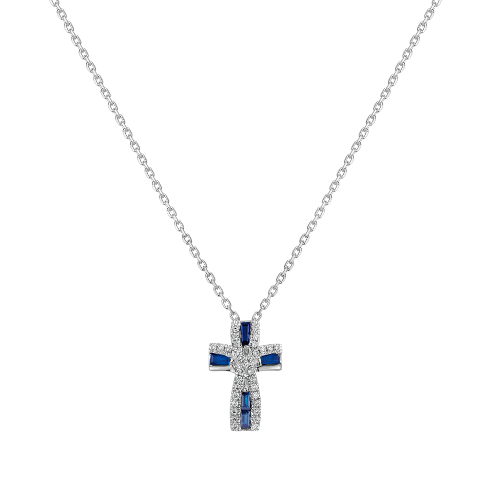 Přívěs s diamanty a safíry Divine Cross
