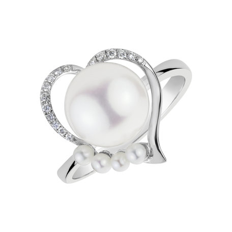 Prsten s perlami a diamanty Pearl Love