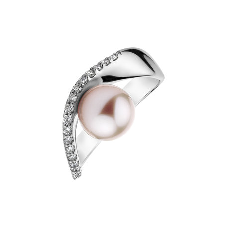 Prsten s perlou a diamanty Queen of Pearl