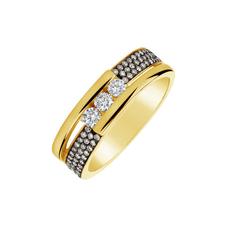 Prsten s bílými a hnědými diamanty Diamond Message