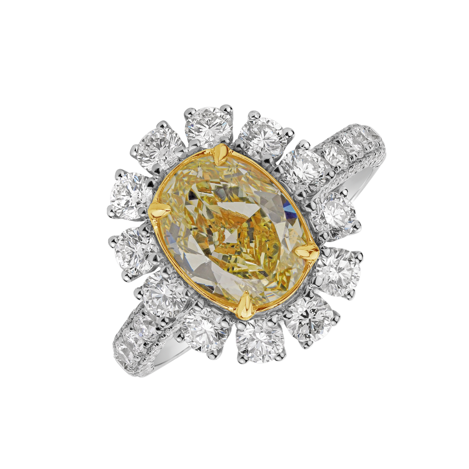 Prsten s žlutým diamantem a bílými diamanty Bright Sunrise
