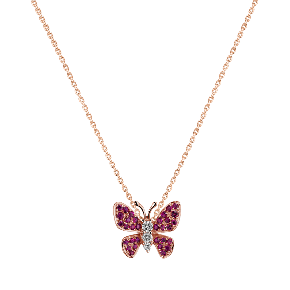 Přívěs s diamanty a rubíny Butterfly Nobility
