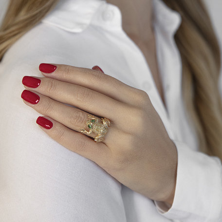 Prsten s žlutými diamanty a granáty Wild Nature
