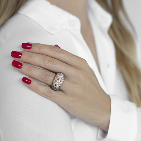 Prsten s bílými, černými a hnědými diamanty Alisia