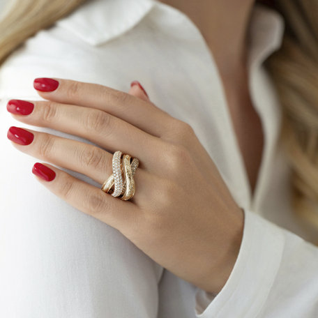 Prsten s hnědými a bílými diamanty Colombe