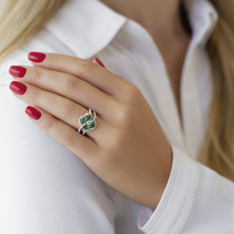 Prsten s diamanty a smaragdy Lourdes