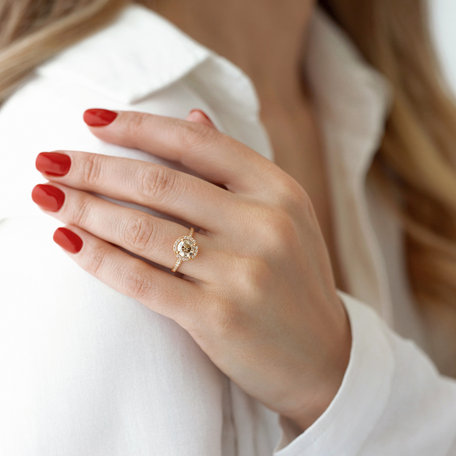 Prsten s bílými a hnědými diamanty Sin Signature