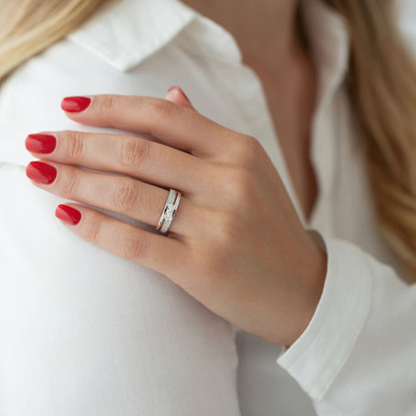 Prsten s černými a bílými diamanty Diamond Message