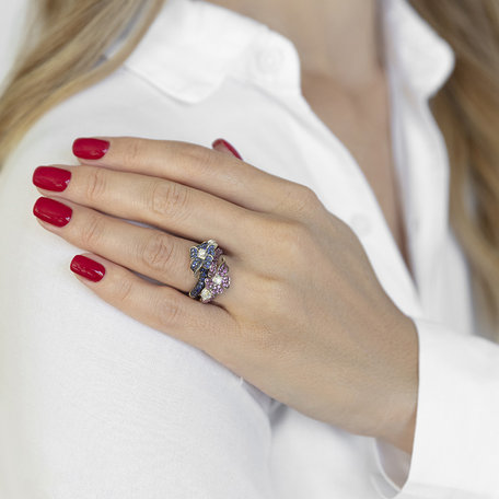 Prsten s diamanty a safíry Felicitta