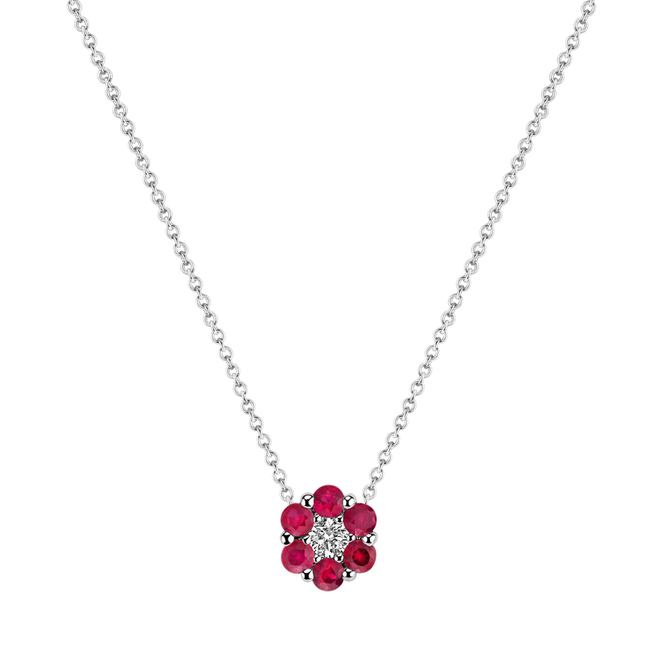 Náhrdelník s rubíny a diamantem Shiny Flower