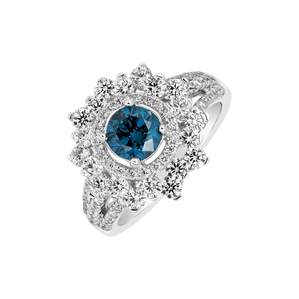 Prsten s modrým diamantem a bílými diamanty Royal Despair