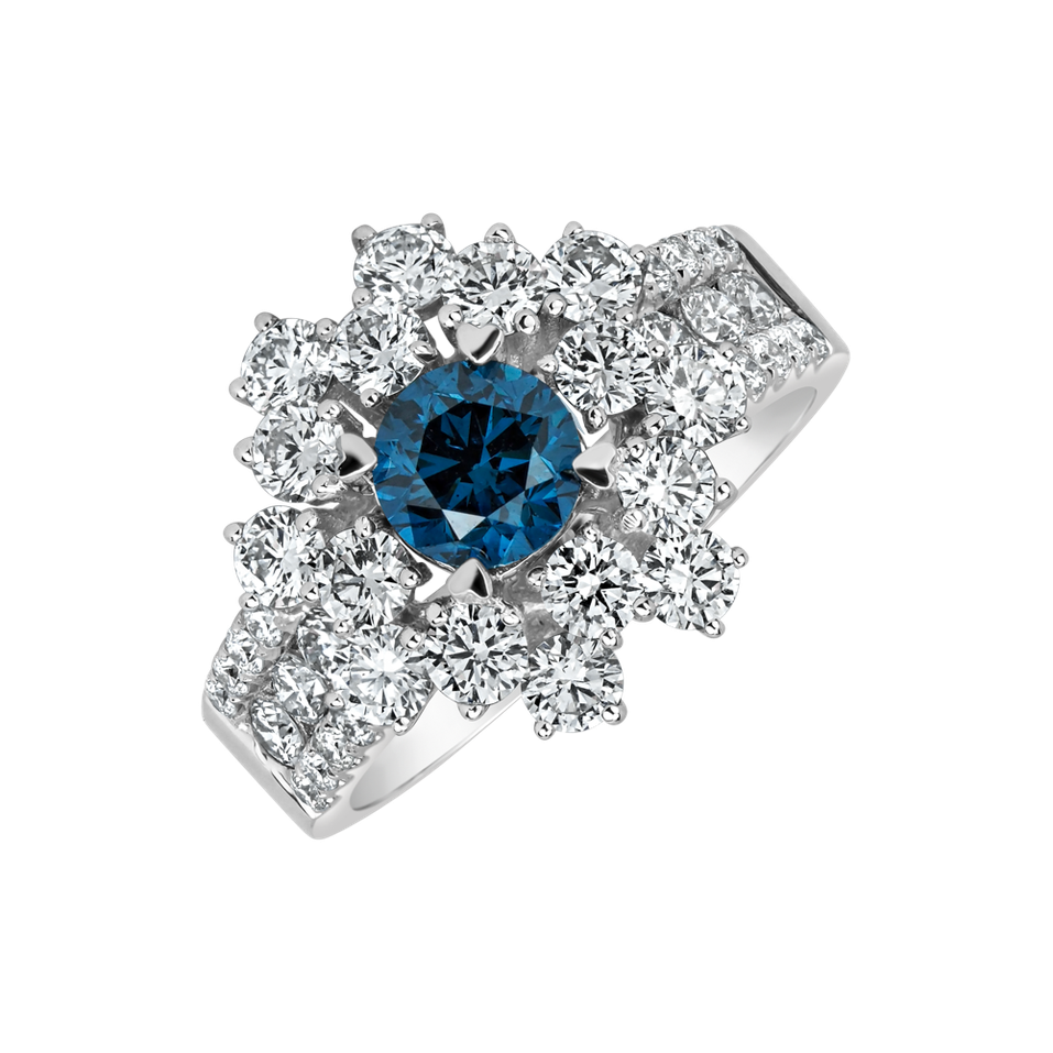 Prsten s modrým diamantem a bílými diamanty Eye of Luxury