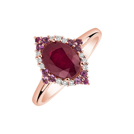 Prsten s rubínem, diamanty a safíry Ruby Rose