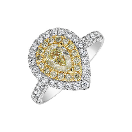 Prsten s žlutými a bílými diamanty Sun Drop