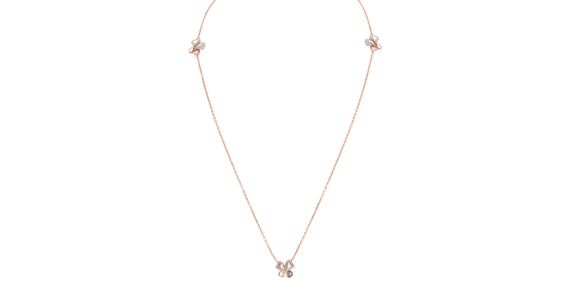 Náhrdelník s diamanty a perletěmi Butterfly Queen