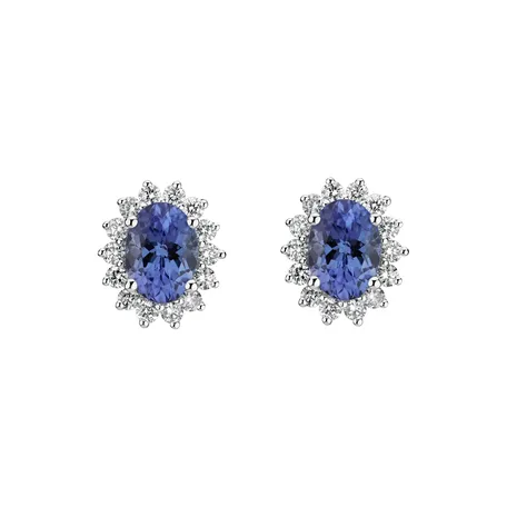 Náušnice s tanzanitem a diamanty Princess Sparkle