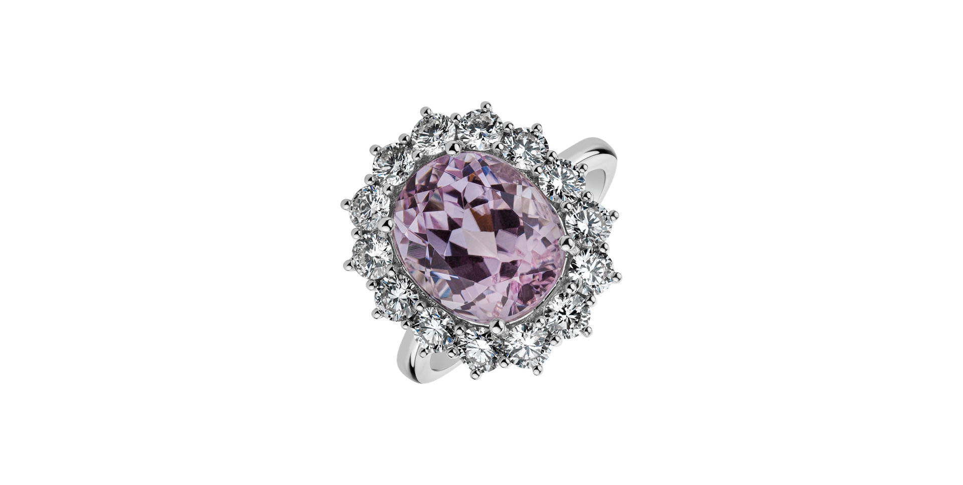 Prsten s kunzitem a diamanty Sky Goddess