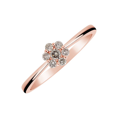 Prsten s hnědými diamanty Delicate Bloom