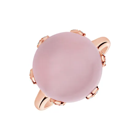 Prsten s růženínem a diamanty Allure Delight