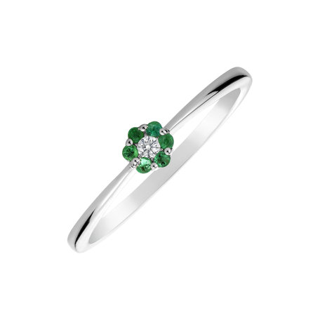 Prsten s diamantem a smaragdy Shiny Flower