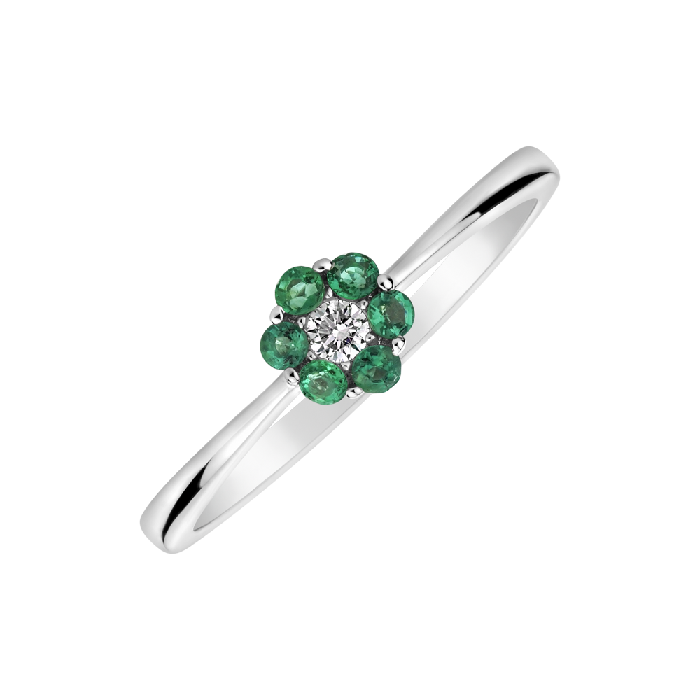 Prsten s diamantem a smaragdy Shiny Flower | ALO