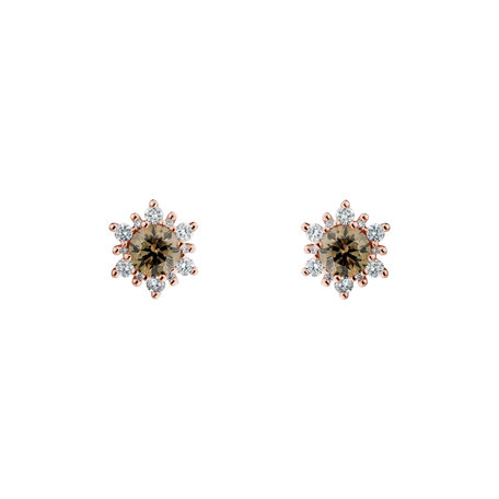 Náušnice s bílými a hnědými diamanty Snow Star