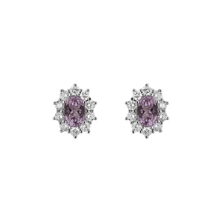 Náušnice s kunzitem a diamanty Moon Witchery