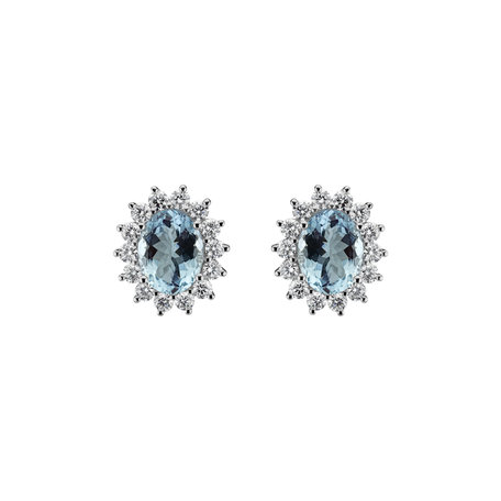Náušnice akvamarínem s diamanty Princess Sparkle
