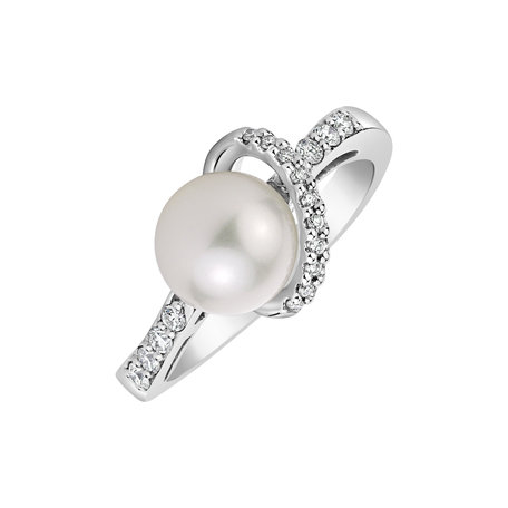 Prsten s perlou a diamanty Graceful Wonder