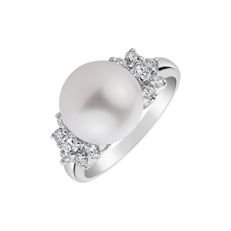 Prsten s perlou a diamanty Solomon Sea