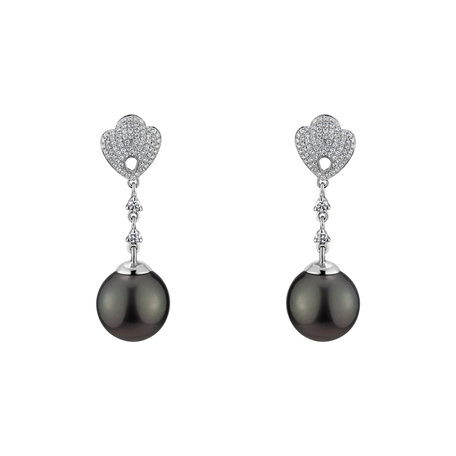 Náušnice s perlou a diamanty Lavish Sea