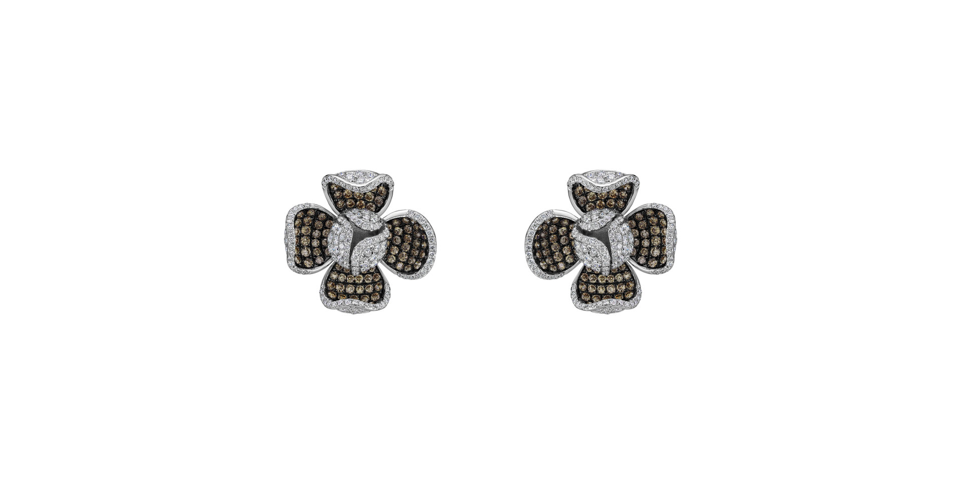 Náušnice s bílými a hnědými diamanty Magic Cloud