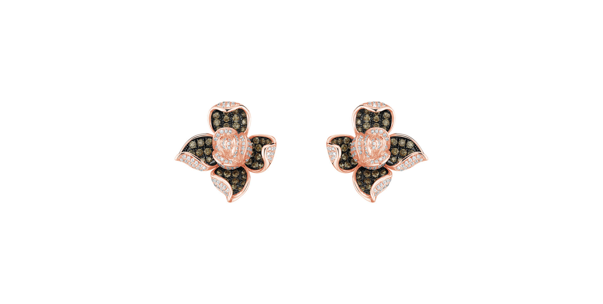 Náušnice s bílými a hnědými diamanty Luciana