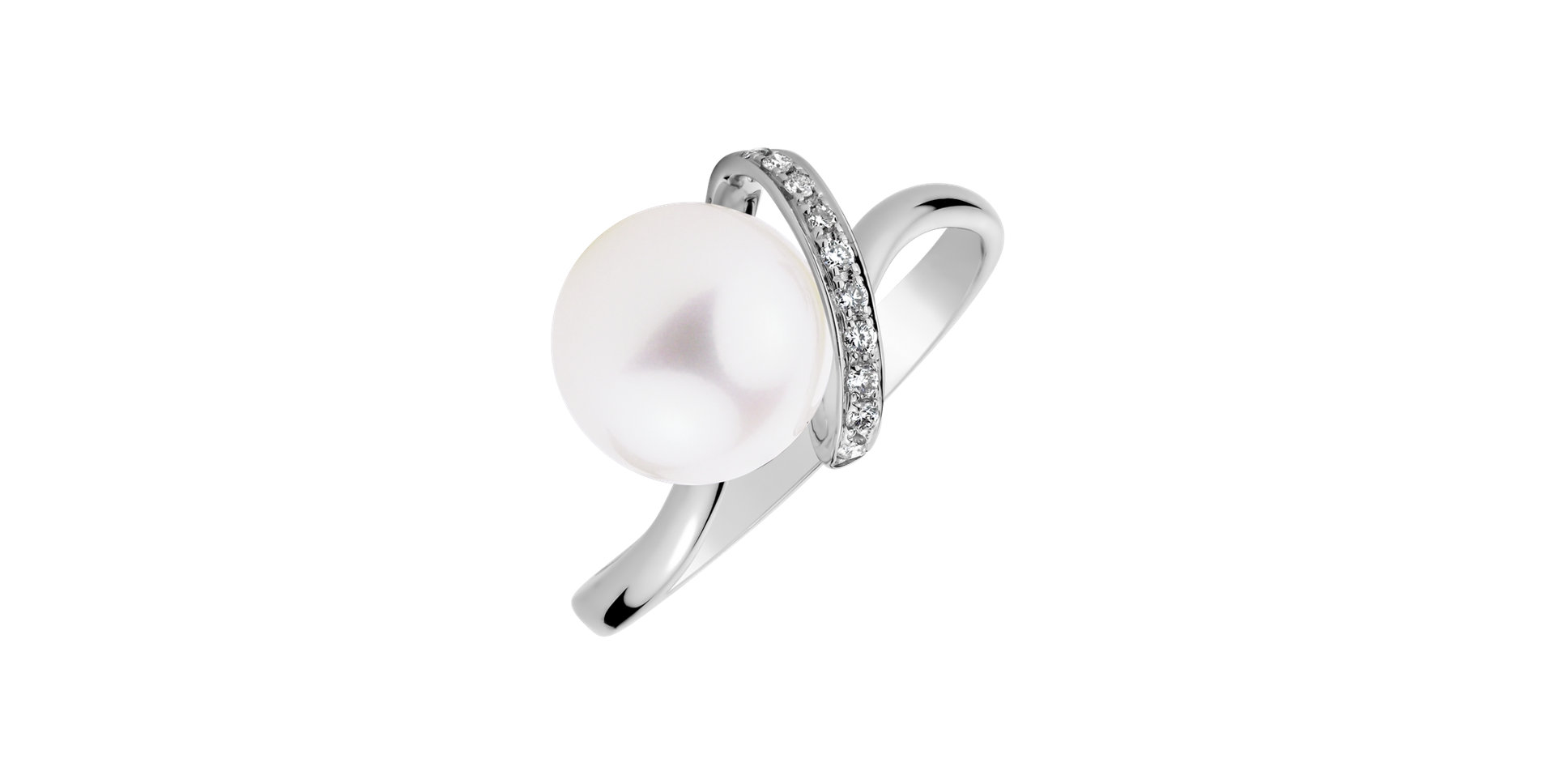 Prsten s perlou a diamanty River Magic