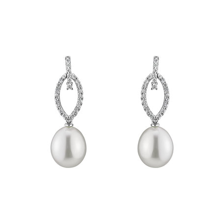 Náušnice s perlou a diamanty Virginia Pearls