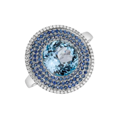 Prsten s topazem, diamanty a safíry Galaxy Treasure