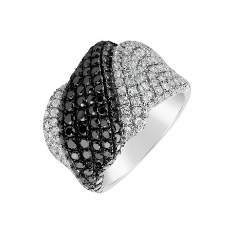 Prsten s černými a bílými diamanty Mauricio