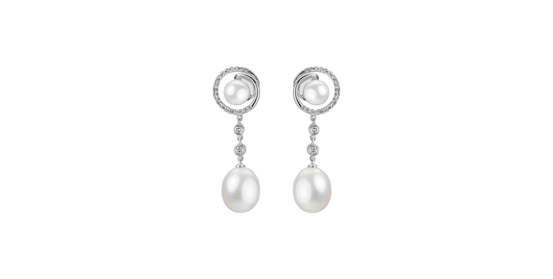Náušnice s perlami a diamanty Swinging Pearls